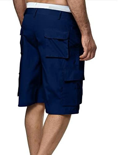 Озммјан машка шорцеви за машка шорцеви обични мулти -џеб на отворено памук, памук, солиден рипстоп опуштено вклопување пешачење
