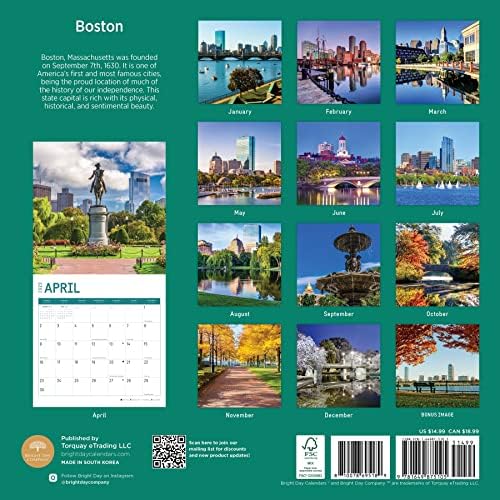 2023 Бостон Ѕид Календар Од Светлиот Ден, 12х12 Инчи