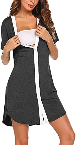 Породилна Облека За Спиење Летни Жени Спојување Доење Копчиња Со Кратки Ракави Надолу Бремена Породилна Нега Фустан