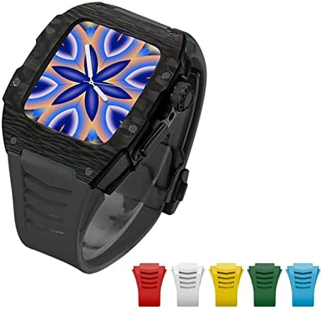 AEMALL За Apple Watch 7 45mm Луксузни Дијамант Случај+6 парчиња Бенд Напредни Јаглеродни Влакна Случај Бенд за Iwatch Серија