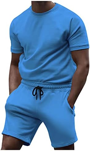 Атлетски шорцеви за мажи на Ymosrh Постави спортска облека 2 парчиња летни облеки во пот, пантолони со четки за трчање, кои