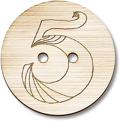 Азиеда 8 x 23мм „број пет“ дрвени дрвени копчиња