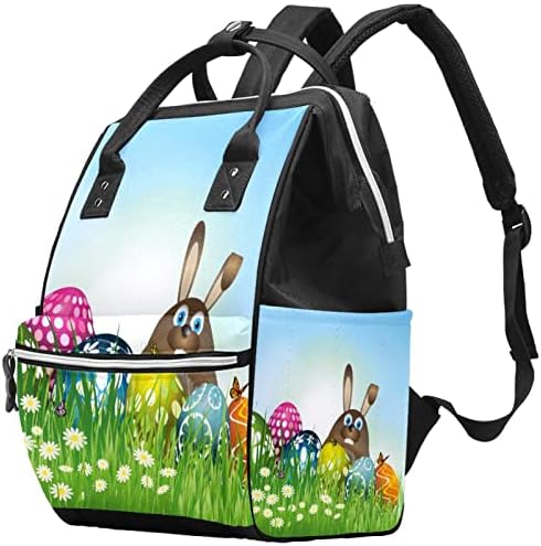 Велигденски зајаче во трева со ранец од торба со пелени од јајца бебе, менување торби со повеќе функции, торба за патување со