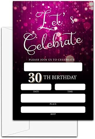 Покани за 50-ти роденденски розови на Лефлон, покани за роденденски честички од 20 пакувања, картички за покана за роденденска