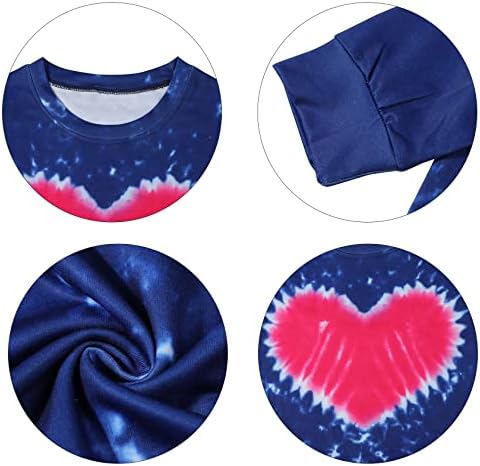 Дневна маичка на в Valentубените на Valentine за жени Виножито вратоврска боја Долга ракав кошула со ракави печатење на екипаж