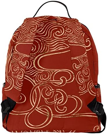 Vbfofbv ранец за жени дневен пакет ранец за ранец за обична торба, гроздобер јапонски црвени златни линии
