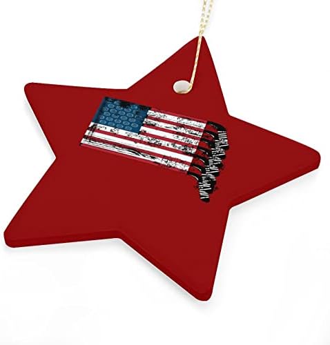 Гроздобер американски хокеј стапчиња со знаме керамички сувенири starвезди Божиќни украси новогодишна елка што виси украс образец