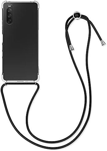 CWMobile Crossbody Case компатибилен со Sony Xperia 10 III кутија - Clear TPU телефонски покритие w/лента за кабел за ленти