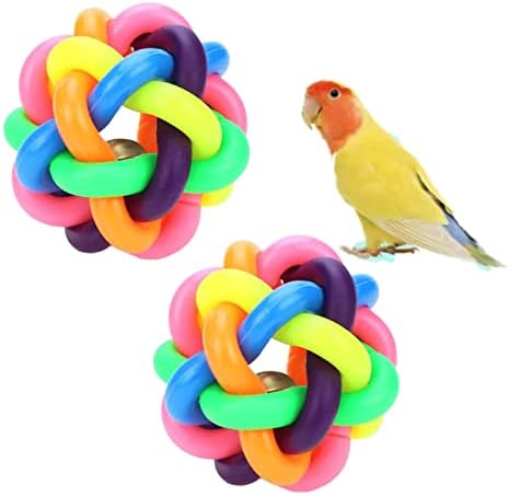 Kukeyiee Pet Pird Bird играчки, звучни играчки, папагали разнобојни bellвонски топки, разнобојни ткаени sвона топки за играчки,
