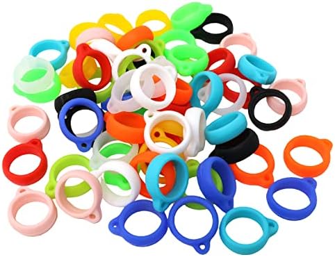 Honbay 66pcs анти-изгубени силиконски прстени држачи силиконски ленти повеќенаменски комплет за носење за канцеларија за пенкала