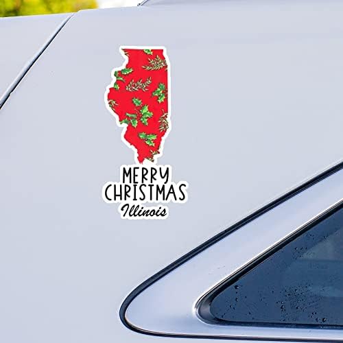 Илиноис домашни налепници за Божиќни налепници Мери Божиќ Илиноис Мапа за автомобили Декл Божиќна декорација прозорец Декл Винил