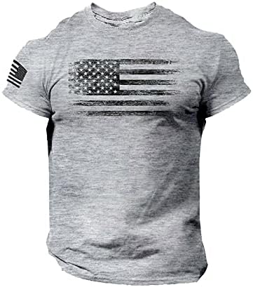 Кошули за мажи 4-ти јули Графички маици за мажи Американски американски знамиња печатени кратки ракави атлетски врвови