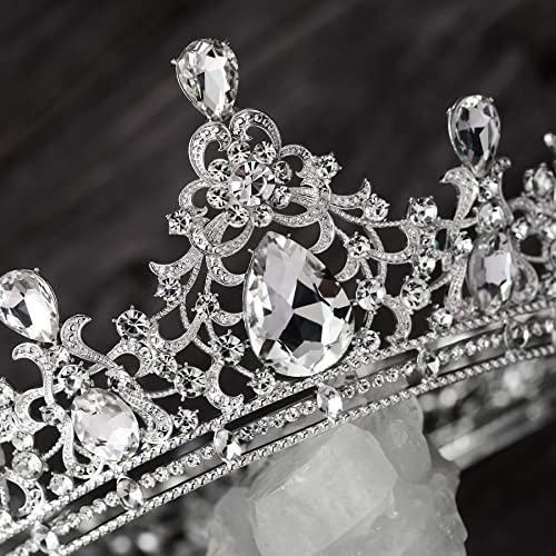 СВИТВ Кралица Круна За Жени Сребрена Свадба Дијадема За Невеста Кристална Принцеза Полни Круни Додатоци За Невестинска Коса