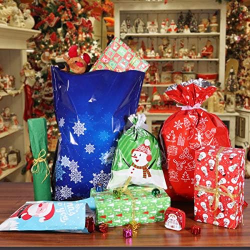 30 парчиња Божиќен подарок торби за одмор Туги торбички за завиткување на куќи Божиќна забава Поволноста на Гуди торби со врски