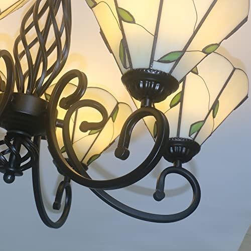Skyweel Tiffany Style Chanderier витраж за стакло завиткан таванот светло светло за монтирање на таванот светло гроздобер лустери