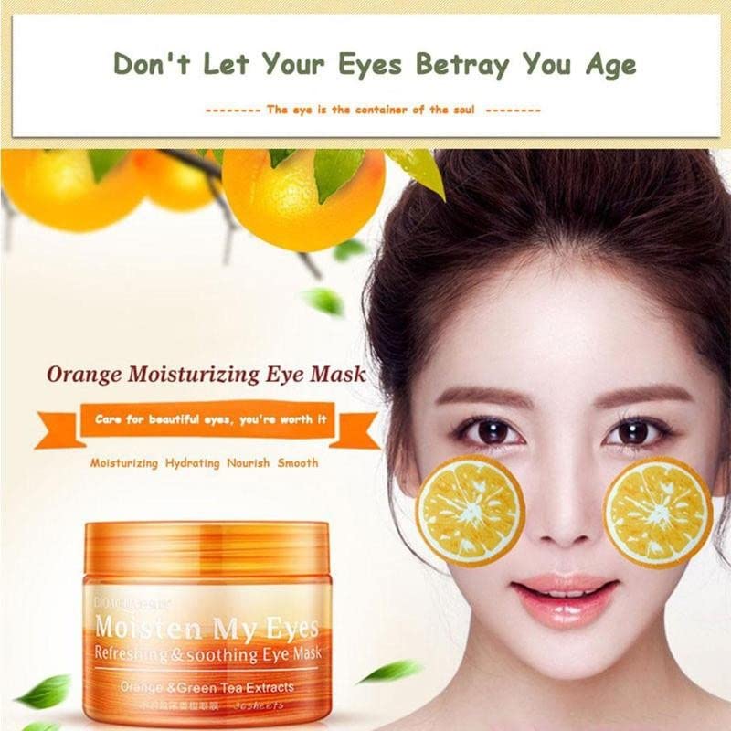 Yiylunneo портокалова маска за очите маска за крпење Навлажните светлосни кеси за очи, витамин Ц маска за очи, зелен чај екстракт