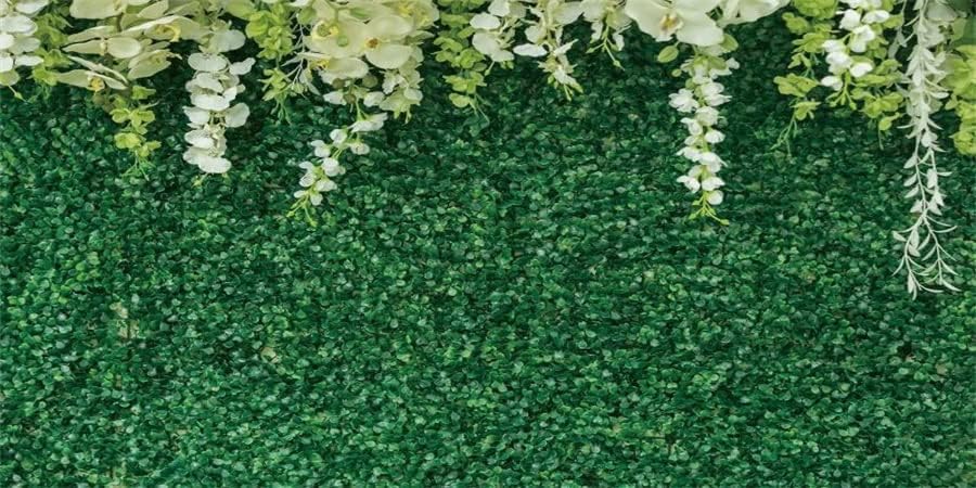 Јеле 15х8фт Зеленило Ѕид Позадина Зелени Лисја Бела Бела Цвет Фотографија Позадина За Невестински Туш Свадба Церемонија На Прием