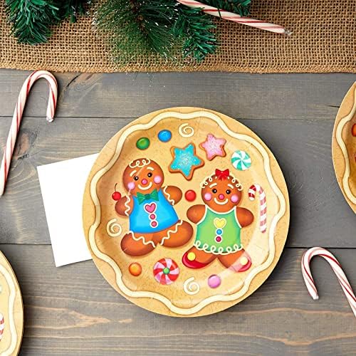 Божиќни хартиени плочи на vingerингербед колачиња за забава за одмор