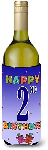 Богатства на Каролина CJ1093LITERK Среќен 2 -ри роденденско шише со вино со шише, шишиња со шишиња со шишиња со шишиња со шишиња