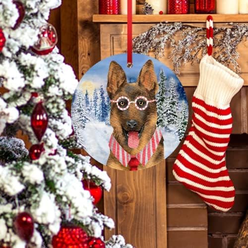 божиќен украс за кучиња Gomblessign Германски овчар Керамички бебе прво виси за украси на дрвја бебе во нашиот нов дом 2021