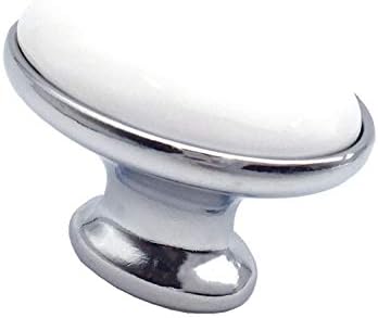 LynnsgraceLand овално копче сребрено бело копче полирано хромиран порцелански кабинет рачка фиока Повлечете керамичка фустан