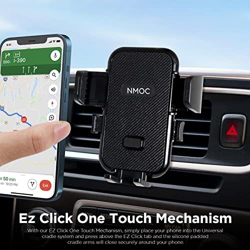 NMOC [надграден] држач за мобилни телефони со поликарбонат на воздухот за автомобил, без раце со прилагодлива челична кука,