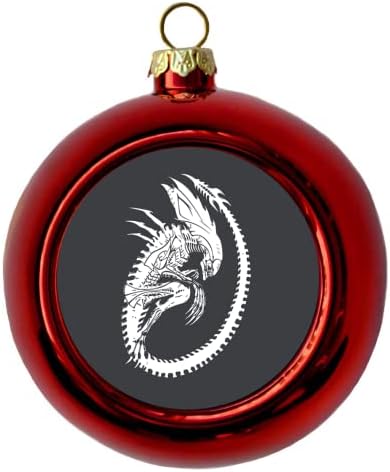Коски ксеноморф туѓо смешно Божиќно божиќно дрво украси славна личност лице црвена божиќна топка Божиќни топки мем украси за