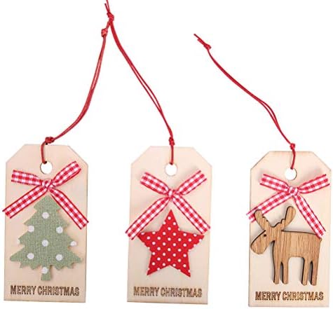 Амосфун 3 парчиња дрвени приврзоци за приврзоци Божиќни висечки украси во облик на украси Божиќни украси на дрво