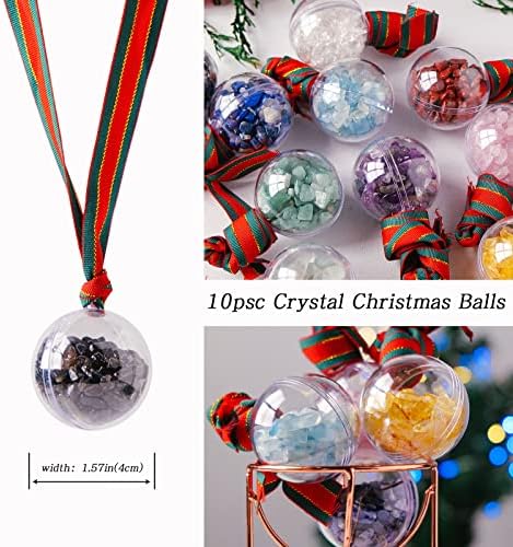 Runyangshi 10 парчиња природни кристали чипови Божиќни украси топки елката топки украси поставени кристални чипови чисти украси