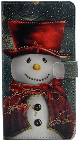 Cyd_amsy Cyd Случај За Galaxy S9 Плус-Прекрасен Божиќ Снешко Со Црвена Шамија И Топ Шапка Стп Кожа Фолио Паричник Случај Стојат