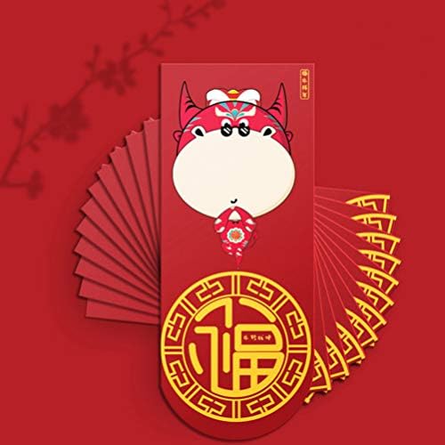 Бестојард Црвени Чанти 12 парчиња 2021 Кинеска Нова Година Црвени Пликови Среќна Крава Црвени Пакети Хонг Бао Вол Година Подарок