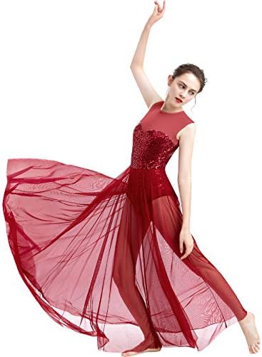 Одасдо жени лирски танц фустан модерно современо современи костуми за танцување костими резервоарици леотард макси преклопување
