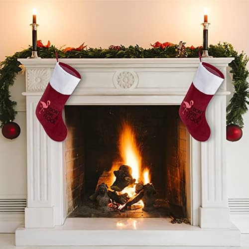 Божиќни чорапи од розово фламинго порибна порибна санта дрво украси виси украси за празничен камин 16,5 “
