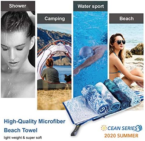 4Monster Microfiber Beach Pray Prain Брзо суво, супер абсорбента лесна патувачка крпа за пливачи, пешкир за кампување без песок,