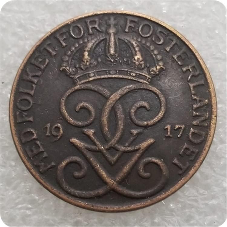 Антички Занаети Шведска 1910,1917 Шведска 5 Руда Сребрен Долар