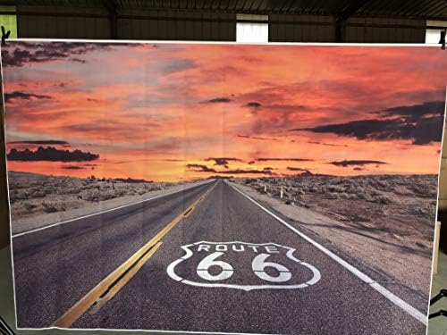 Leowefowa 7x5ft Историски Американски Пат 66 Позадина Винил Самрак Зајдисонце Сјај Highзона Автопат Пејзаж Фотографија Позадина