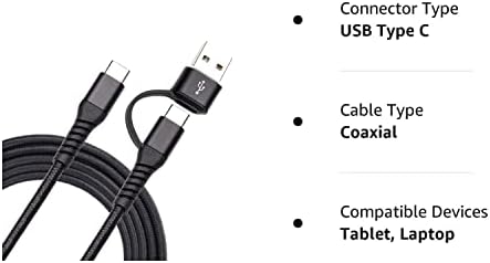 USB C ДО USB C Кабел 60W 6ft, QC&засилувач;PD 2-во - 1 USB-A/C До USB-C Брз Кабел За Полнач За Apple MacBook Pro/Air 2020/2019/2018,