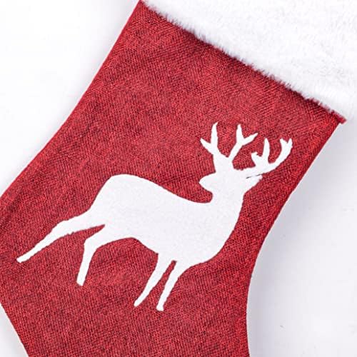Decfine 4 пакувања сет за Божиќни чорапи, Божиќно порибување меко класично црвено бело камин/мантија што виси за семеен празник