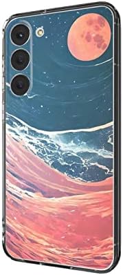 Компатибилен Со Случај На Пејзажна Месечина Samsung Galaxy S23, Апстрактен Пејзаж На Портокалово Море Од Месечината Стилски