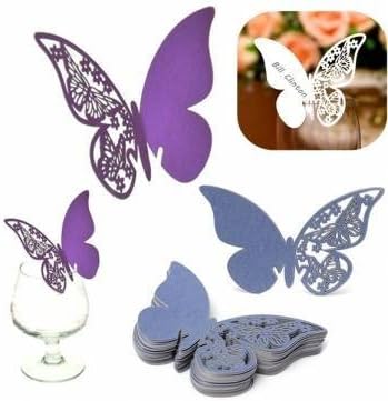 50 парчиња пеперутка име место место држач за картички за свадбена облека за вина стаклена декорација