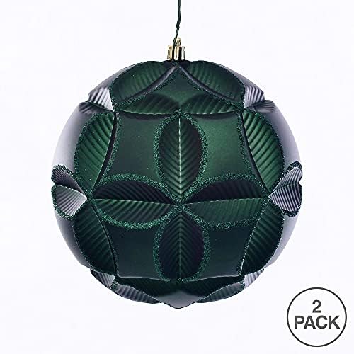 Викерман 6 “Божиќна украс Детелина топка, смарагд мат финиш, распрскувана пластика, декорација на новогодишни елки, 2 пакувања
