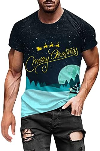 Здфер Менс маици Божиќ Дедо Мраз за печатење на кратки ракави на кратки ракави Смешни Божиќни графички партии тенок вклопуваат
