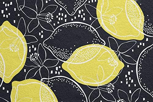 Ambesonne Fruits јога мат пешкир, цртежи на лимони и илустрација на цвеќиња, не-лизгање на потта за абсорбента јога пилатес