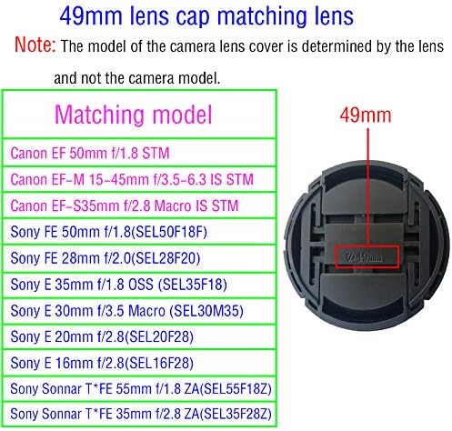 Капакот на Капакот на Леќата од 49мм Компатибилен За Canon EF 50mm f/1,8 STM, EF-M 15-45mm f/3,5-6,3 е STM, HUIPUXIANG Sony