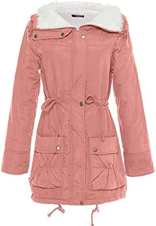 Зимски палто Foviguo, јакна со долги ракави за ракави за жени едноставна пад долга паб -патент цврста боја пуфтер јакна топло