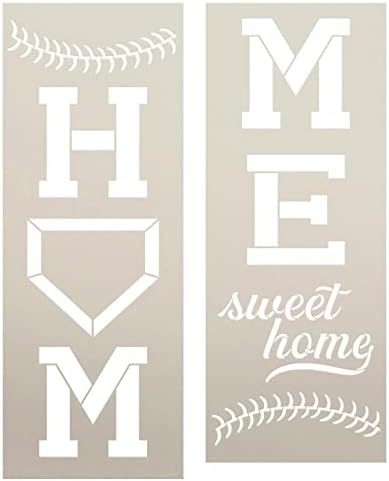 Бејзбол Дома слатка домашна плоча Висока тремот Стенцил од Студиор12 - Изберете Големина - САД направени - боја DIY летен трем