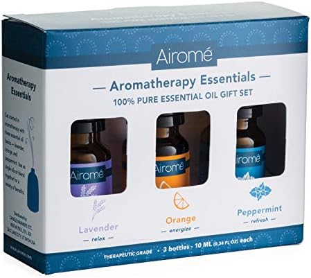 Сет на подароци на AiroMé Aromaterapy Essentials, сет од три 10 ml есенцијални масла од терапевтско одделение | Лаванда, портокал,