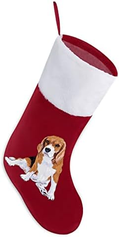 Горда Бигл Смешно Божиќно порибување со кратки кадифони манжетни Божиќни чорапи за камин што виси семеен празник