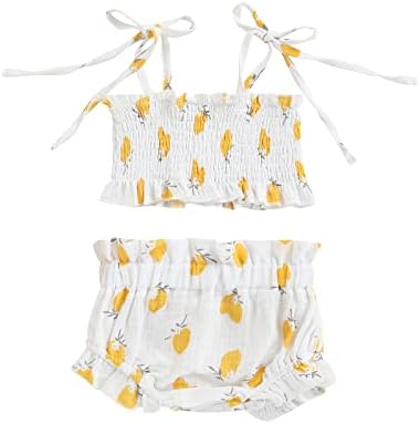 Новороденче девојче 2 парчиња облека постави уникатни печати еластични суспендери чипка елек врвни шорцеви летни облеки за новороденчиња
