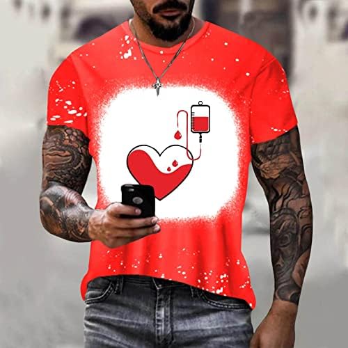 Денот На вљубените Кошула Мажи Новина Срце Графички Принт Краток Ракав Кул Смешни Маици За Мажи Момчиња Трендовски Улична Облека